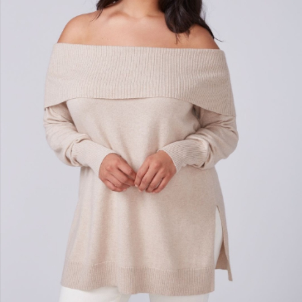 Fast lane cashmere blend off shoulder sweater